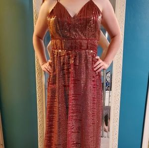 NWT Crystal Doll Formal Burgundy Sequin Dress